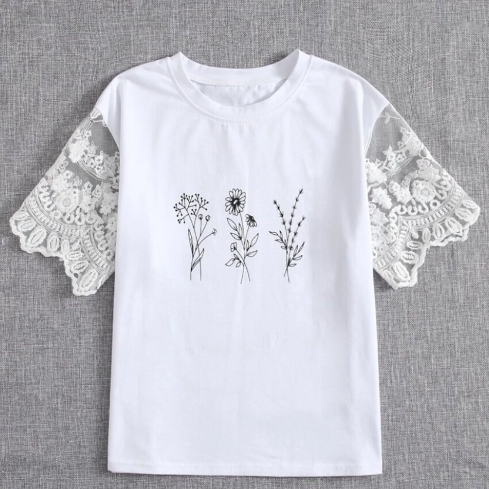 SHEIN flower lace t-shirt 4X